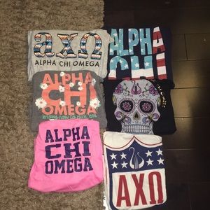 Lot of 6 Alpha Chi Omega (AXO) shirts